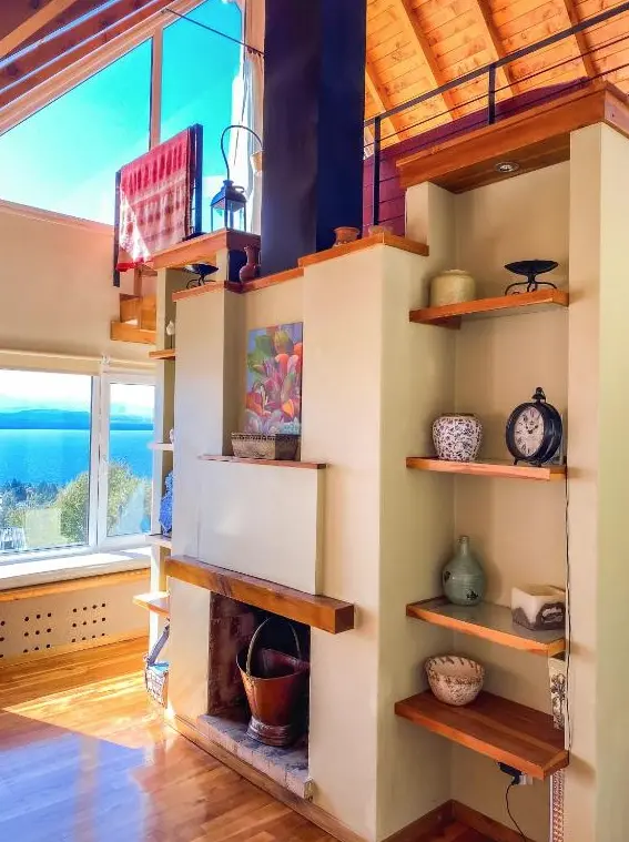 Cabañas Ventanas al Lago chimenea